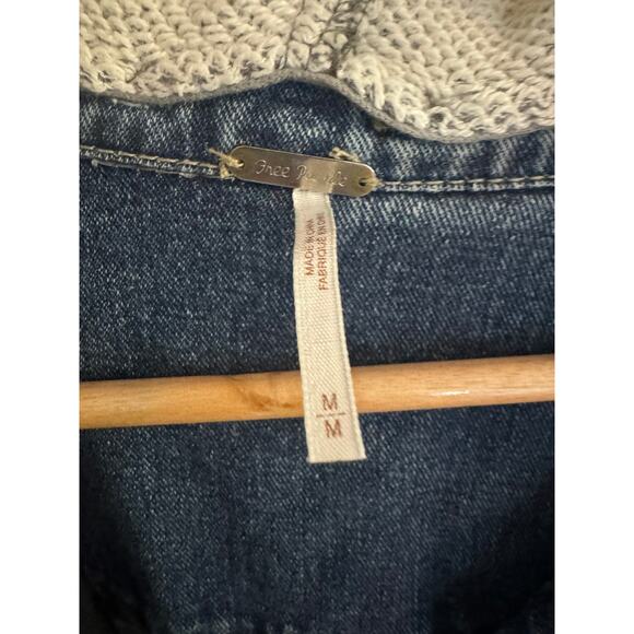Free People Sweatshirt hooded jean jacket - Picture 2 of 5